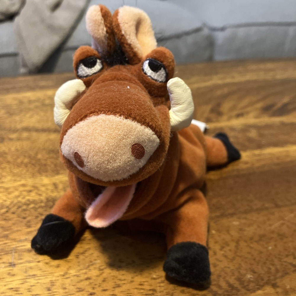 Vintage Disney The Lion King Pumbaa Pumba 8" Plush Bean Bag Stuffed Animal 90s